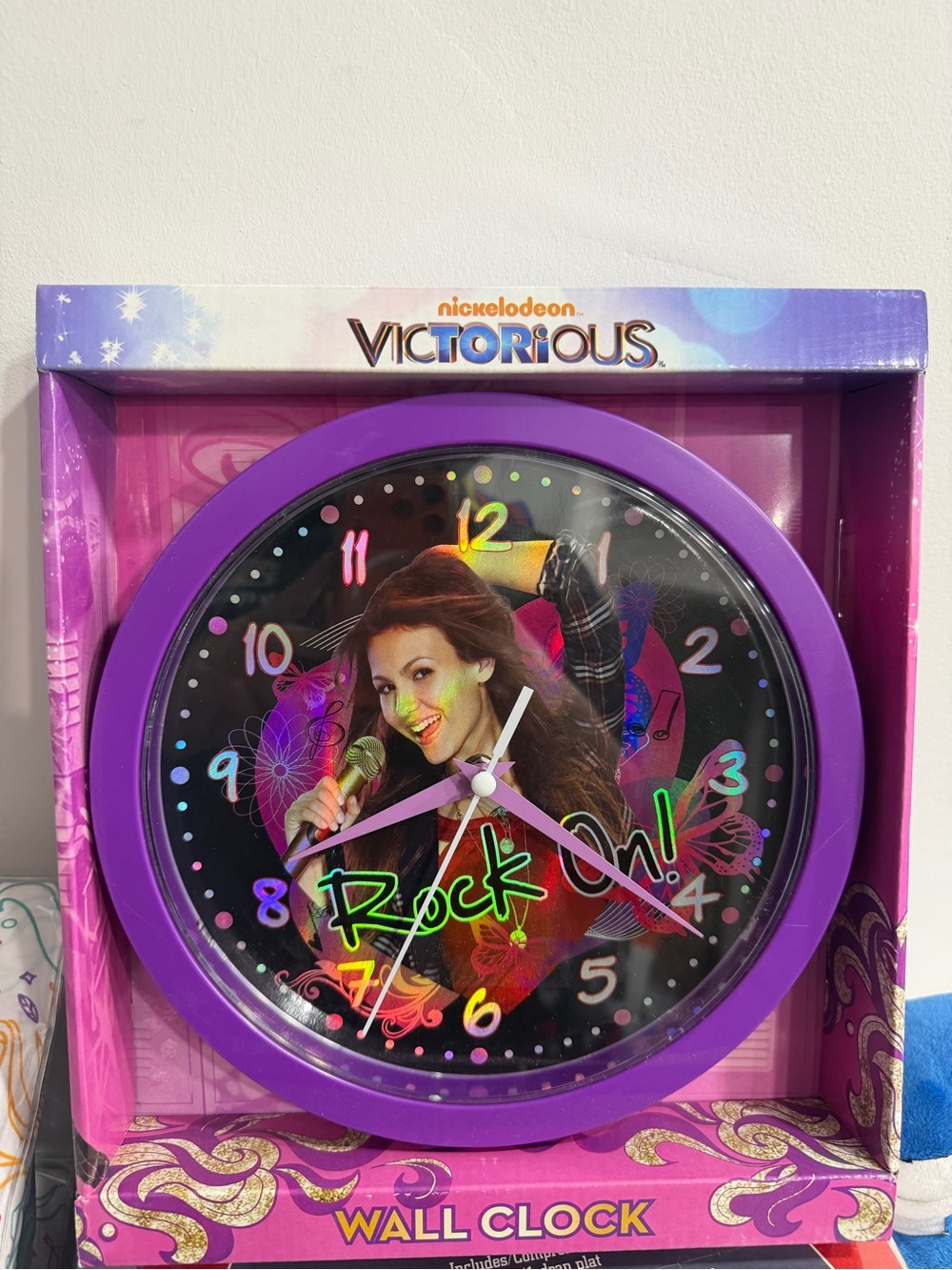 Nickelodeon Victorious Purple and Multicolor 'Rock On' Wall Clock